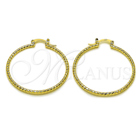 Oro Laminado Medium Hoop, Gold Filled Style Diamond Cutting Finish, Golden Finish, 02.170.0296.1.40