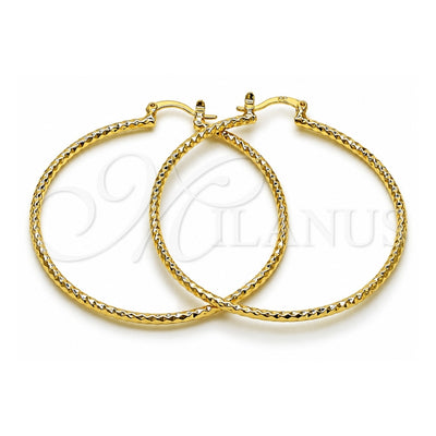 Oro Laminado Large Hoop, Gold Filled Style Diamond Cutting Finish, Golden Finish, 02.170.0296.1.50