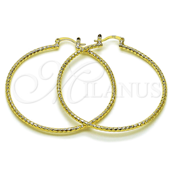 Gold Filled Hoop Earrings — Large Hoop Diamond Cutting 02. — main product view — SKU 161894 | Oro Laminado aretes de aro — Large Hoop Diamond Cutting 02. — SKU 161894