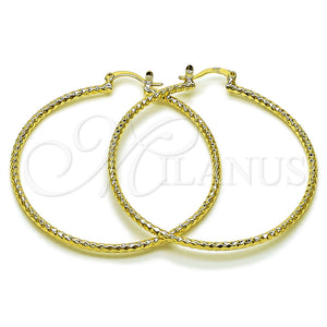 Gold Filled Hoop Earrings — Large Hoop Diamond Cutting 02. — main product view — SKU 161894 | Oro Laminado aretes de aro — Large Hoop Diamond Cutting 02. — SKU 161894