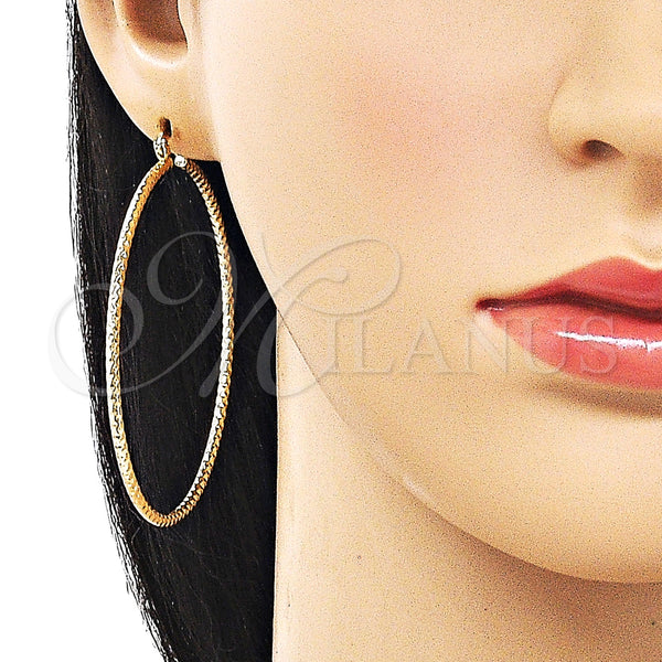Gold Filled Hoop Earrings — Large Hoop Diamond Cutting 02. — alternate product view — SKU 161895 | Oro Laminado aretes de aro — Large Hoop Diamond Cutting 02. — SKU 161895