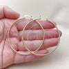 Oro Laminado Large Hoop, Gold Filled Style Diamond Cutting Finish, Golden Finish, 02.170.0296.1.60