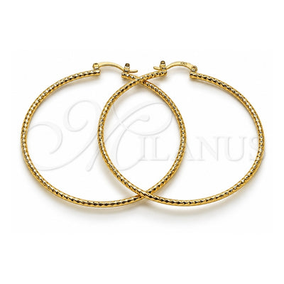 Oro Laminado Large Hoop, Gold Filled Style Diamond Cutting Finish, Golden Finish, 02.170.0296.1.60