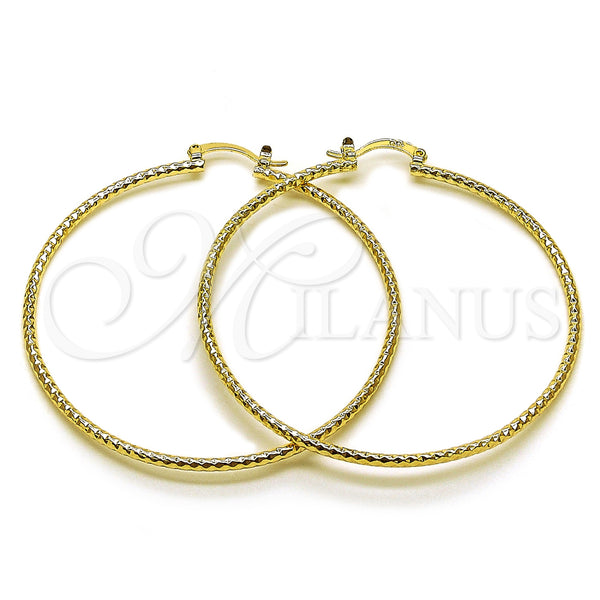 Gold Filled Hoop Earrings — Large Hoop Diamond Cutting 02. — main product view — SKU 161895 | Oro Laminado aretes de aro — Large Hoop Diamond Cutting 02. — SKU 161895