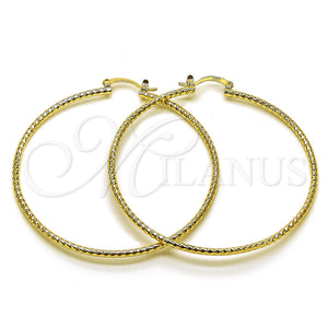 Gold Filled Hoop Earrings — Large Hoop Diamond Cutting 02. — main product view — SKU 161895 | Oro Laminado aretes de aro — Large Hoop Diamond Cutting 02. — SKU 161895