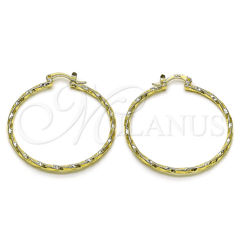Oro Laminado Medium Hoop, Gold Filled Style Diamond Cutting Finish, Golden Finish, 02.170.0572.40