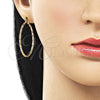 Oro Laminado Medium Hoop, Gold Filled Style Twist Design, Diamond Cutting Finish, Golden Finish, 02.170.0572.40