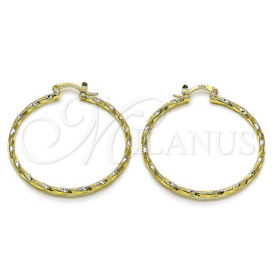 Gold Filled Hoop Earrings — Medium Hoop Twist Design Diamond Cutting 02. — main product view — SKU 161898 | Oro Laminado aretes de aro — Medium Hoop Twist diseño Diamond Cutting 02. — SKU 161898