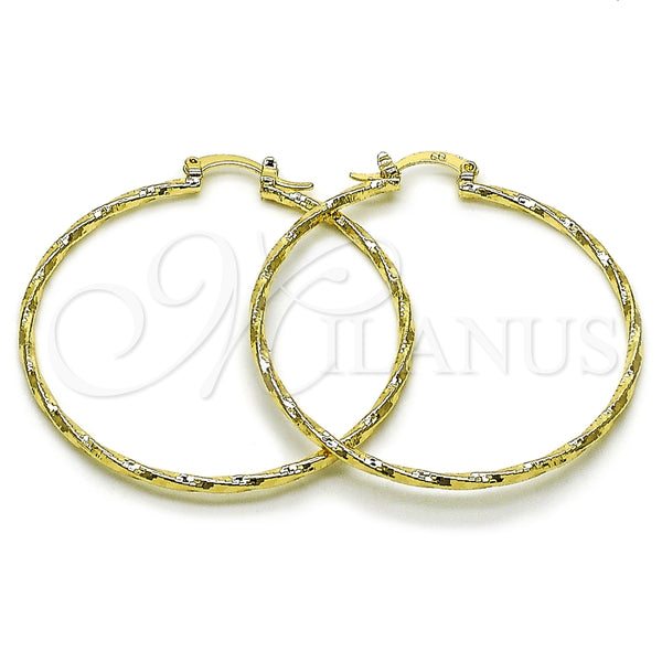 Oro Laminado Large Hoop, Gold Filled Style Diamond Cutting Finish, Golden Finish, 02.170.0572.50