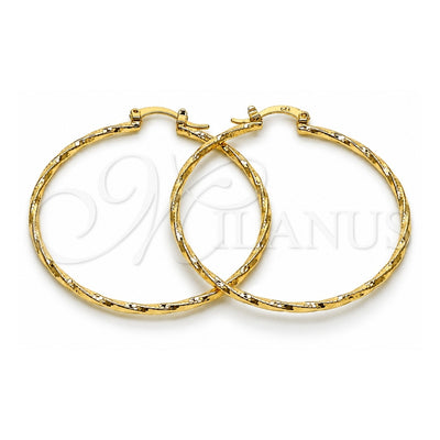 Oro Laminado Large Hoop, Gold Filled Style Twist Design, Diamond Cutting Finish, Golden Finish, 02.170.0572.50