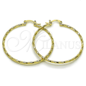 Gold Filled Hoop Earrings — Large Hoop Twist Design Diamond Cutting 02. — main product view — SKU 161899 | Oro Laminado aretes de aro — Large Hoop Twist diseño Diamond Cutting 02. — SKU 161899