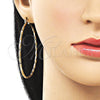 Oro Laminado Large Hoop, Gold Filled Style Twist Design, Diamond Cutting Finish, Golden Finish, 02.170.0572.60