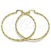 Oro Laminado Large Hoop, Gold Filled Style Twist Design, Diamond Cutting Finish, Golden Finish, 02.170.0572.60