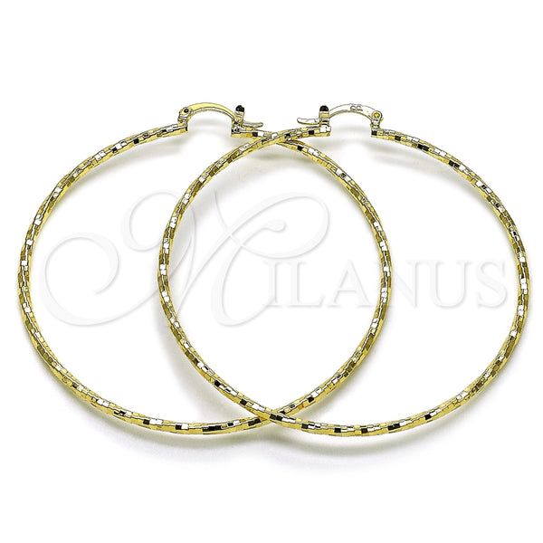 Oro Laminado Extra Large Hoop, Gold Filled Style Diamond Cutting Finish, Golden Finish, 02.170.0572.70