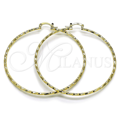 Oro Laminado Extra Large Hoop, Gold Filled Style Diamond Cutting Finish, Golden Finish, 02.170.0572.70