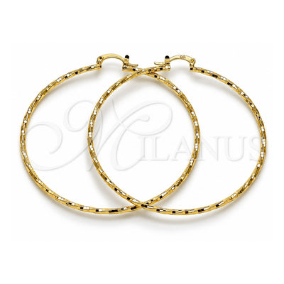 Oro Laminado Extra Large Hoop, Gold Filled Style Twist Design, Diamond Cutting Finish, Golden Finish, 02.170.0572.70