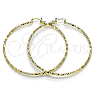 Gold Filled Hoop Earrings — Extra Large Hoop Twist Design Diamond Cutting 02. — main product view — SKU 161901 | Oro Laminado aretes de aro — Extra Large Hoop Twist diseño Diamond Cutting 02. — SKU 161901