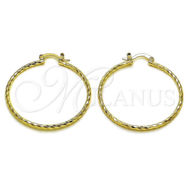Oro Laminado Medium Hoop, Gold Filled Style Diamond Cutting Finish, Golden Finish, 02.170.0523.1.40
