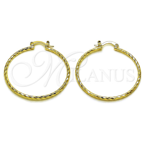 Oro Laminado Medium Hoop, Gold Filled Style Diamond Cutting Finish, Golden Finish, 02.170.0523.1.40