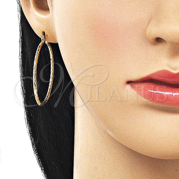 Gold Filled Hoop Earrings — Medium Hoop Diamond Cutting 02. — alternate product view — SKU 161902 | Oro Laminado aretes de aro — Medium Hoop Diamond Cutting 02. — SKU 161902