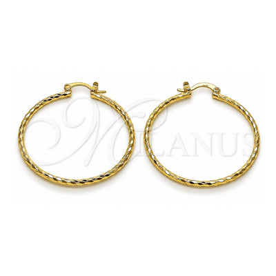 Oro Laminado Medium Hoop, Gold Filled Style Diamond Cutting Finish, Golden Finish, 02.170.0523.1.40