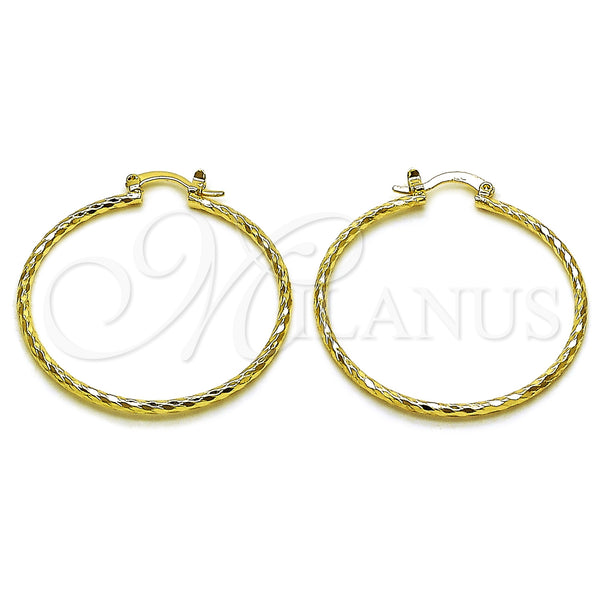 Gold Filled Hoop Earrings — Medium Hoop Diamond Cutting 02. — main product view — SKU 161902 | Oro Laminado aretes de aro — Medium Hoop Diamond Cutting 02. — SKU 161902