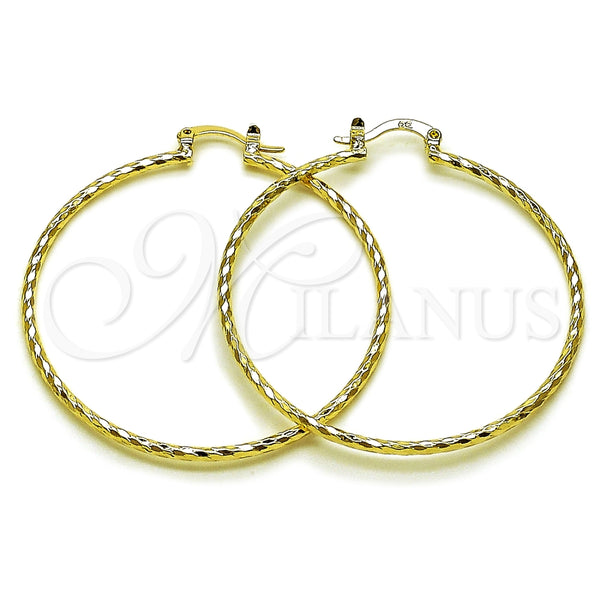 Oro Laminado Extra Large Hoop, Gold Filled Style Diamond Cutting Finish, Golden Finish, 02.170.0523.1.50