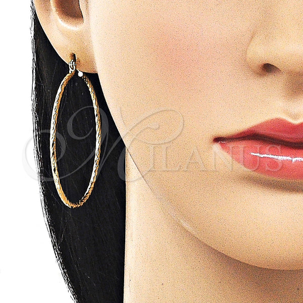 Gold Filled Hoop Earrings — Extra Large Hoop Diamond Cutting 02. — alternate product view — SKU 161903 | Oro Laminado aretes de aro — Extra Large Hoop Diamond Cutting 02. — SKU 161903