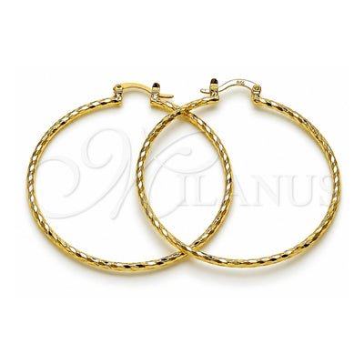 Oro Laminado Extra Large Hoop, Gold Filled Style Diamond Cutting Finish, Golden Finish, 02.170.0523.1.50