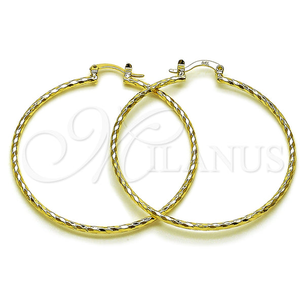Gold Filled Hoop Earrings — Extra Large Hoop Diamond Cutting 02. — main product view — SKU 161903 | Oro Laminado aretes de aro — Extra Large Hoop Diamond Cutting 02. — SKU 161903