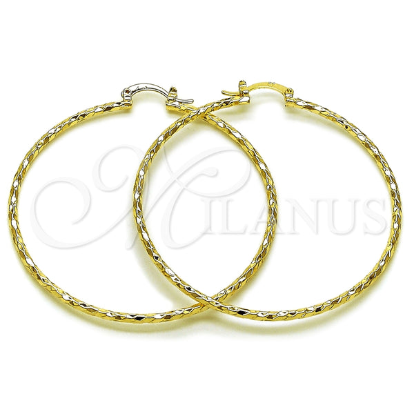 Oro Laminado Extra Large Hoop, Gold Filled Style Diamond Cutting Finish, Golden Finish, 02.170.0523.1.60