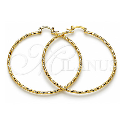 Oro Laminado Extra Large Hoop, Gold Filled Style Diamond Cutting Finish, Golden Finish, 02.170.0523.1.60