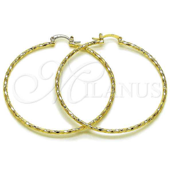 Gold Filled Hoop Earrings — Extra Large Hoop Diamond Cutting 02. — main product view — SKU 161904 | Oro Laminado aretes de aro — Extra Large Hoop Diamond Cutting 02. — SKU 161904