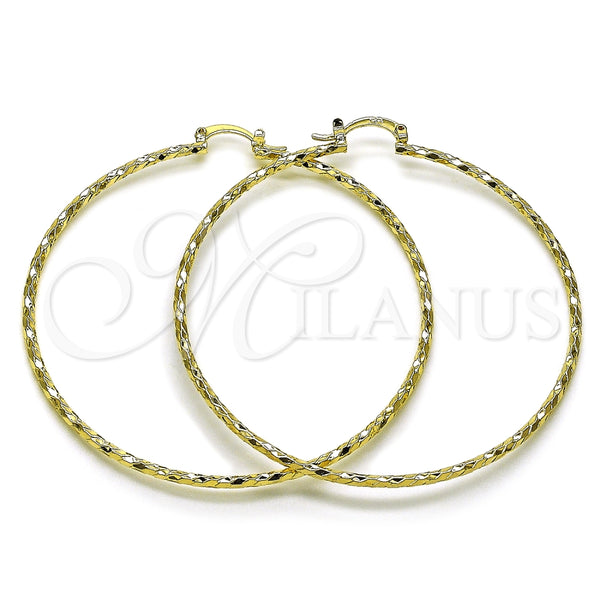 Oro Laminado Extra Large Hoop, Gold Filled Style Diamond Cutting Finish, Golden Finish, 02.170.0523.1.70