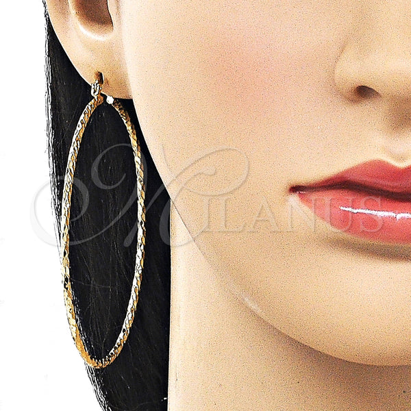 Gold Filled Hoop Earrings — Extra Large Hoop Diamond Cutting 02. — alternate product view — SKU 161905 | Oro Laminado aretes de aro — Extra Large Hoop Diamond Cutting 02. — SKU 161905