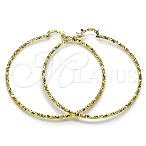 Gold Filled Hoop Earrings — Extra Large Hoop Diamond Cutting 02. — main product view — SKU 161905 | Oro Laminado aretes de aro — Extra Large Hoop Diamond Cutting 02. — SKU 161905