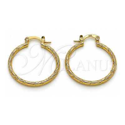 Oro Laminado Medium Hoop, Gold Filled Style Diamond Cutting Finish, Golden Finish, 02.170.0573.30
