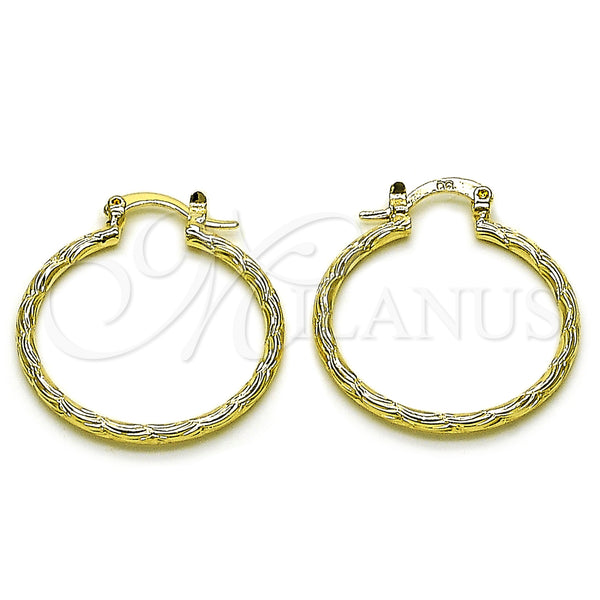 Gold Filled Hoop Earrings — Medium Hoop Diamond Cutting 02. — main product view — SKU 161906 | Oro Laminado aretes de aro — Medium Hoop Diamond Cutting 02. — SKU 161906