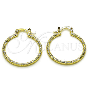 Gold Filled Hoop Earrings — Medium Hoop Diamond Cutting 02. — main product view — SKU 161906 | Oro Laminado aretes de aro — Medium Hoop Diamond Cutting 02. — SKU 161906