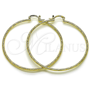 Gold Filled Hoop Earrings — Large Hoop Diamond Cutting 02. — main product view — SKU 161907 | Oro Laminado aretes de aro — Large Hoop Diamond Cutting 02. — SKU 161907