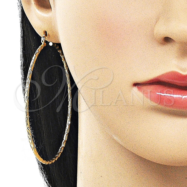 Gold Filled Hoop Earrings — Extra Large Hoop Diamond Cutting 02. — alternate product view — SKU 161908 | Oro Laminado aretes de aro — Extra Large Hoop Diamond Cutting 02. — SKU 161908