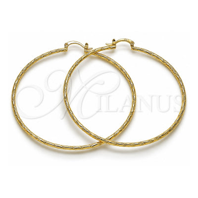 Oro Laminado Extra Large Hoop, Gold Filled Style Diamond Cutting Finish, Golden Finish, 02.170.0573.70