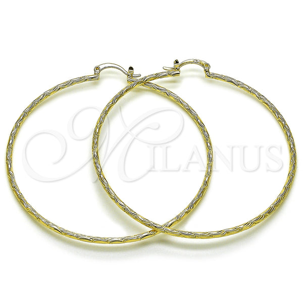 Gold Filled Hoop Earrings — Extra Large Hoop Diamond Cutting 02. — main product view — SKU 161908 | Oro Laminado aretes de aro — Extra Large Hoop Diamond Cutting 02. — SKU 161908