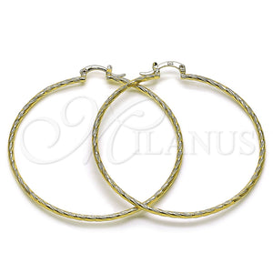 Gold Filled Hoop Earrings — Large Hoop Diamond Cutting 5. — main product view — SKU 161909 | Oro Laminado aretes de aro — Large Hoop Diamond Cutting 5. — SKU 161909