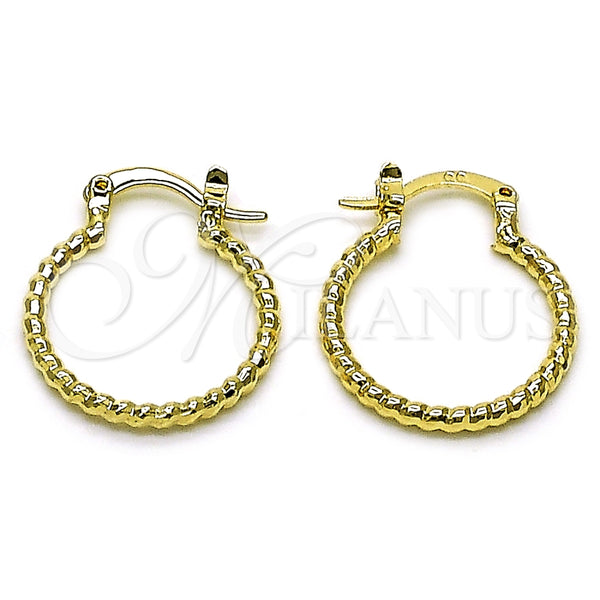 Oro Laminado Small Hoop, Gold Filled Style Diamond Cutting Finish, Golden Finish, 02.168.0036.20