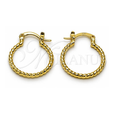 Oro Laminado Small Hoop, Gold Filled Style Diamond Cutting Finish, Golden Finish, 02.168.0036.20