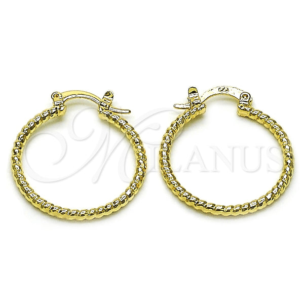 Oro Laminado Small Hoop, Gold Filled Style Diamond Cutting Finish, Golden Finish, 02.168.0036.25