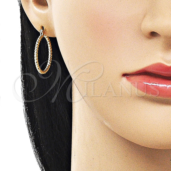 Gold Filled Hoop Earrings — Small Hoop Diamond Cutting 02. — alternate product view — SKU 161911 | Oro Laminado aretes de aro — aro pequeño Diamond Cutting 02. — SKU 161911