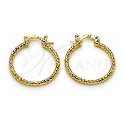 Oro Laminado Small Hoop, Gold Filled Style Diamond Cutting Finish, Golden Finish, 02.168.0036.25