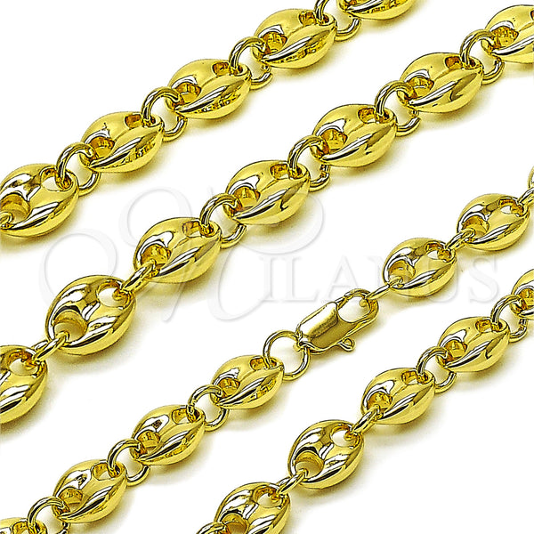 Oro Laminado Fancy Necklace, Gold Filled Style Puff Mariner Design, Polished, Golden Finish, 04.213.0313.20 (09 MM Thickness, 20 Inches Length)